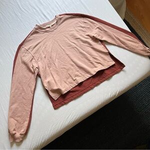 Whimsy + Row‎ pink maroon red colorblock long sleeve pullover sweater